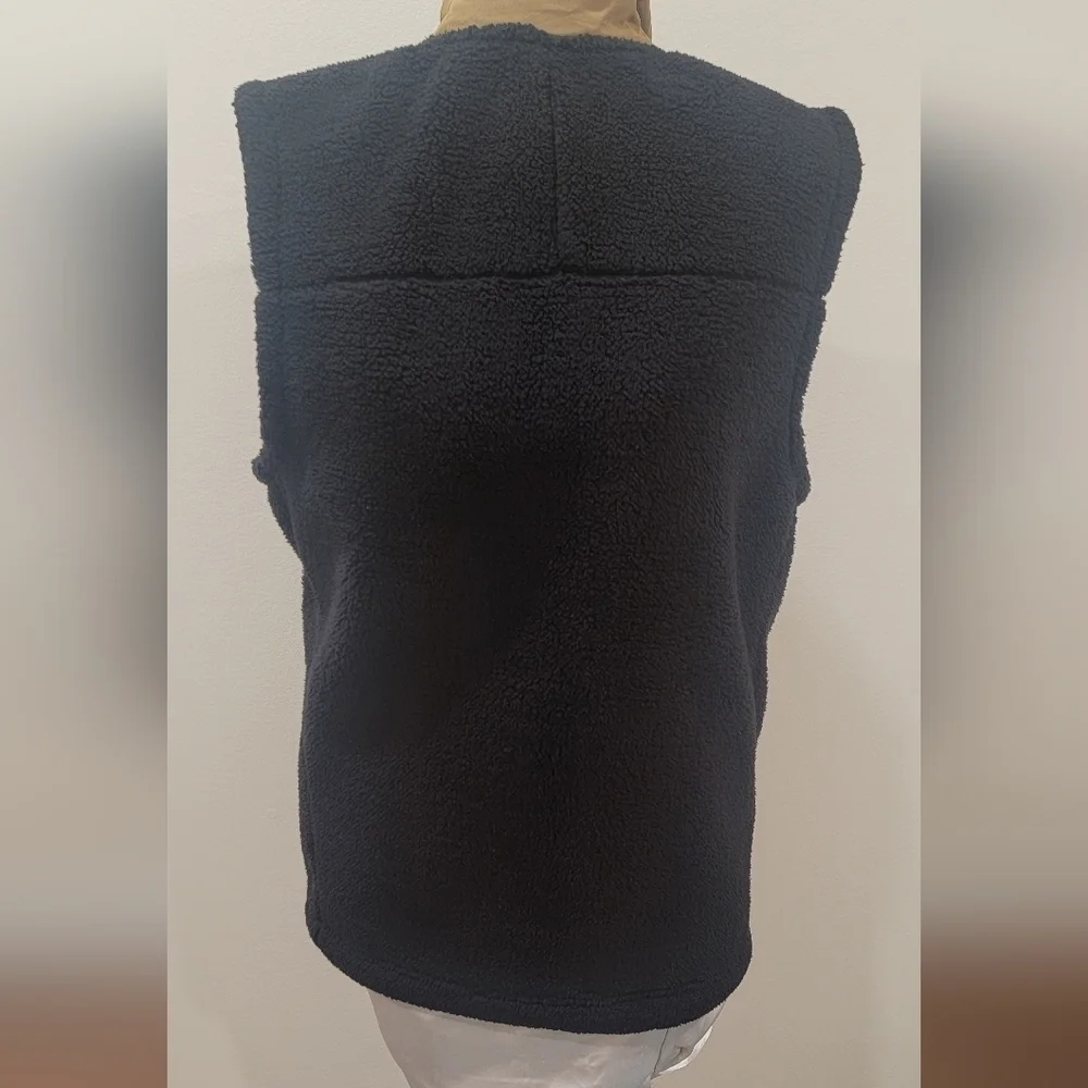 MEN'S THE NORTH FACE BLACK FLEECE VEST WITH TAN TRIM (sz Small)